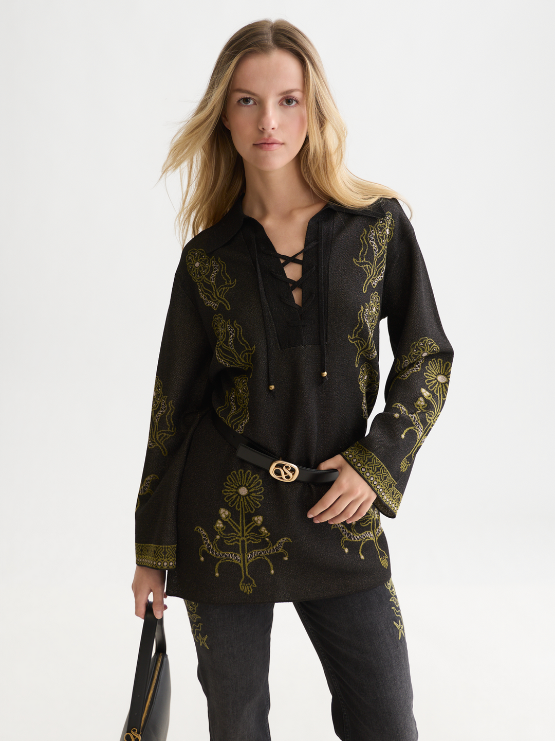 Jacquard knitted tunic