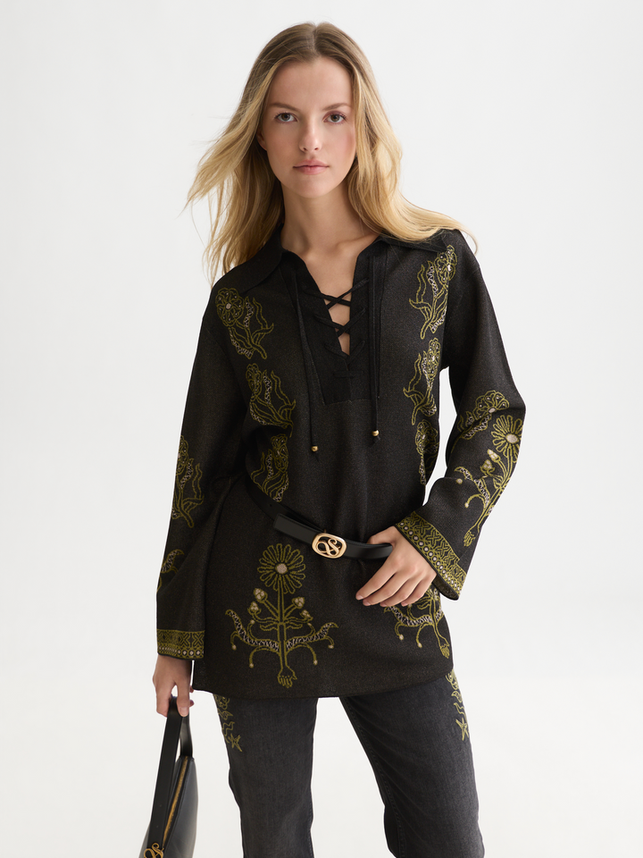 Jacquard knitted tunic