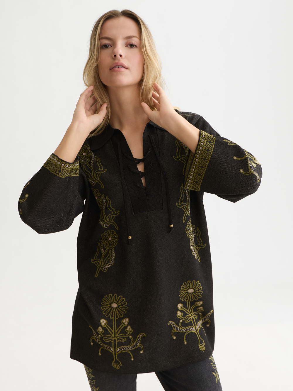 Jacquard knitted tunic