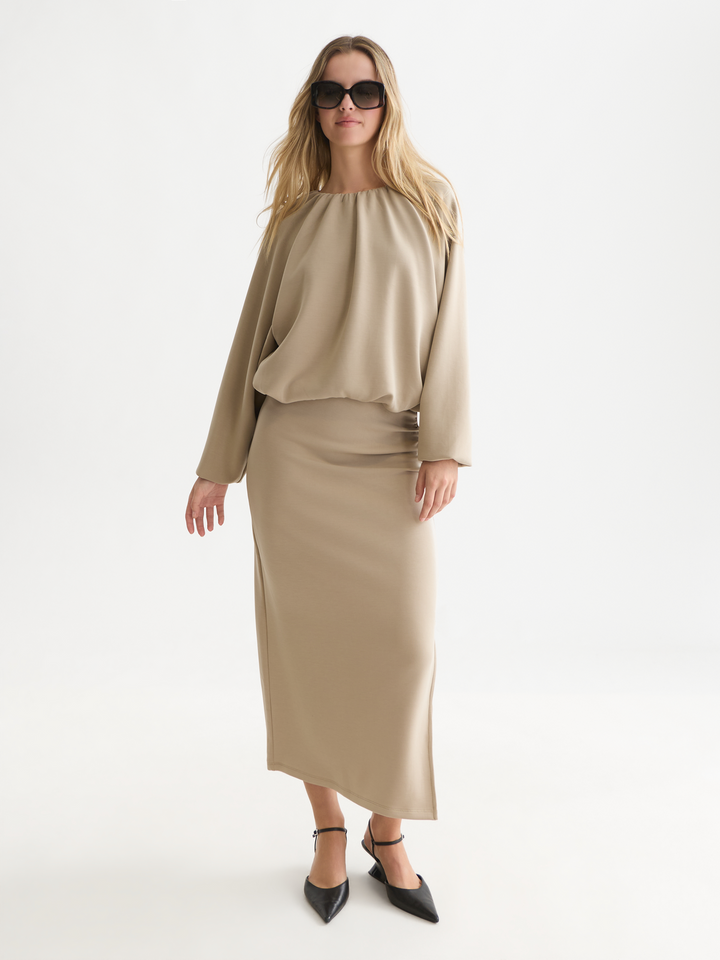 Gathered tencel sweatshirt