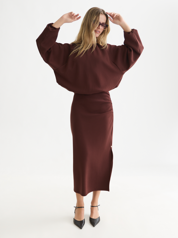 Gathered tencel sweatshirt