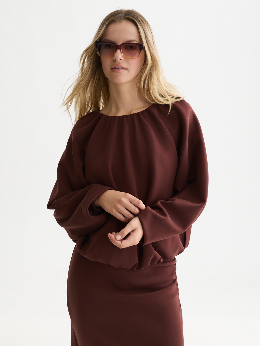 Gathered tencel sweatshirt