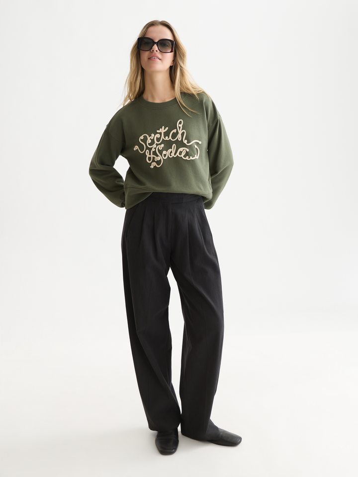 Ribon embroidery loose-fit sweatshirt
