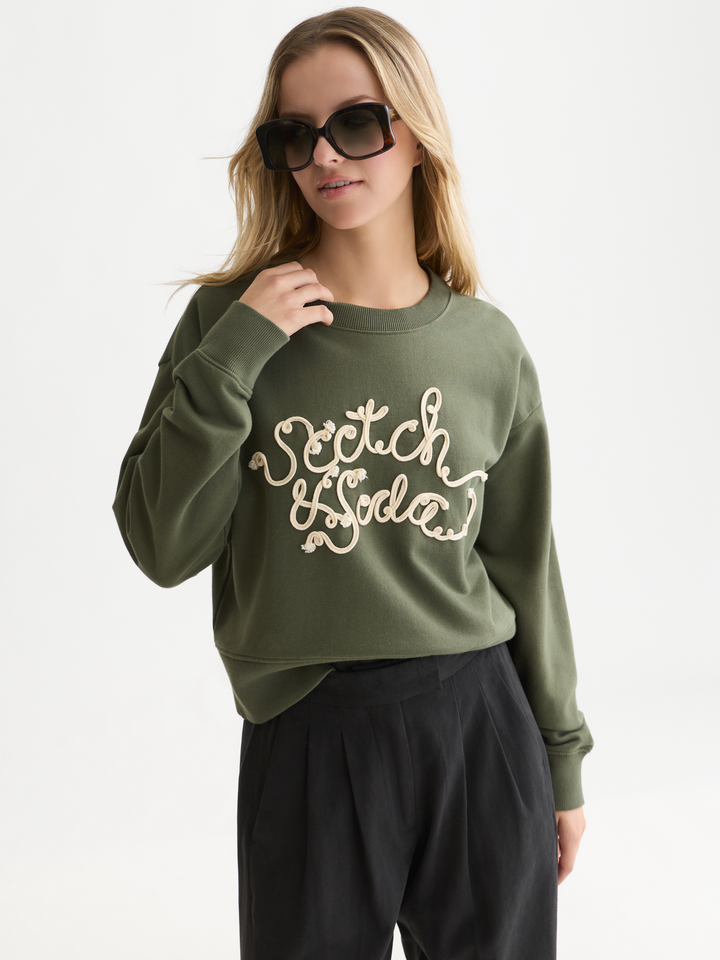 Ribon embroidery loose-fit sweatshirt