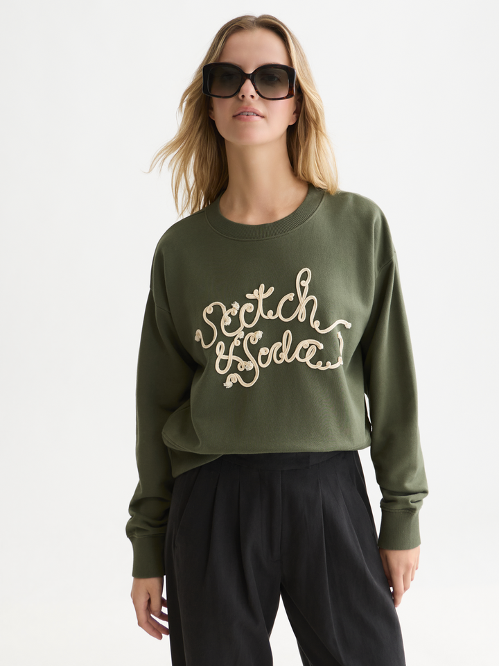 Ribon embroidery loose-fit sweatshirt