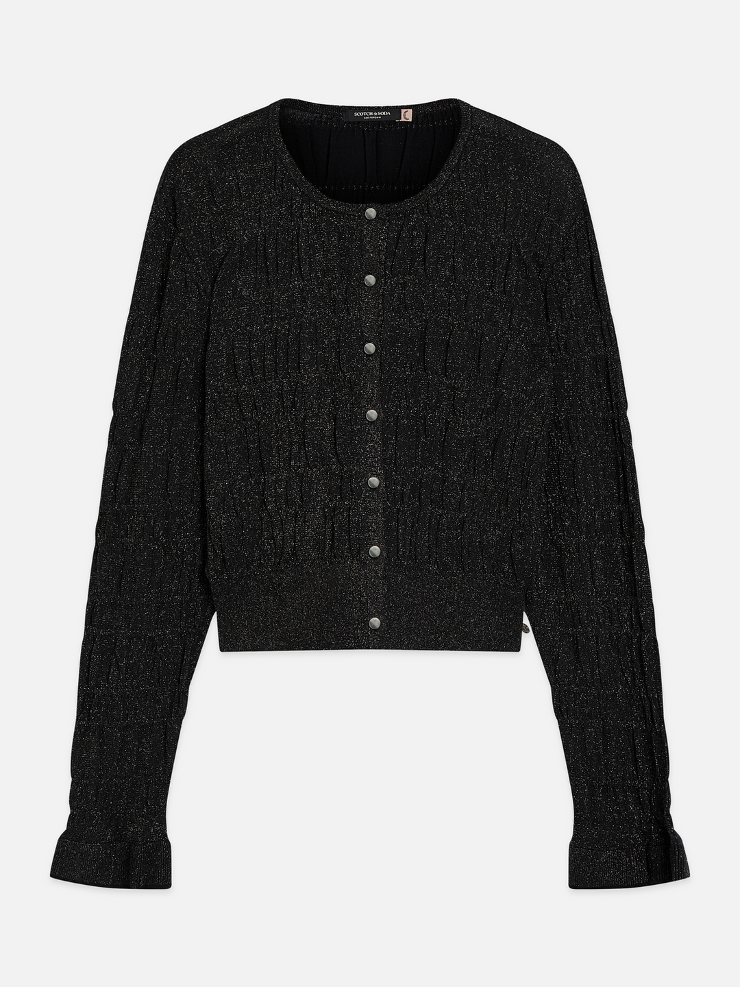 Smock stitch crew neck cardigan