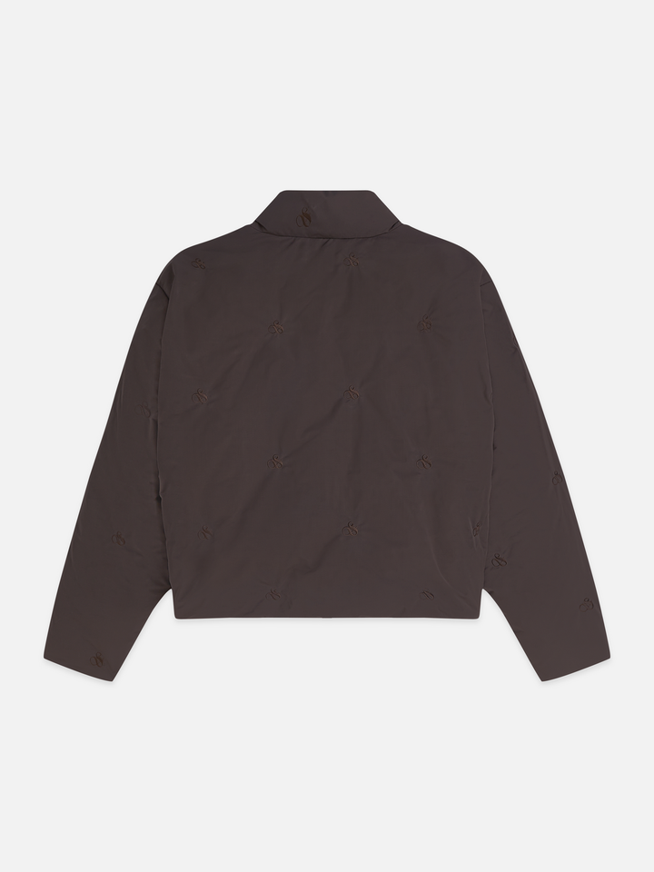 Embroidered short puffer