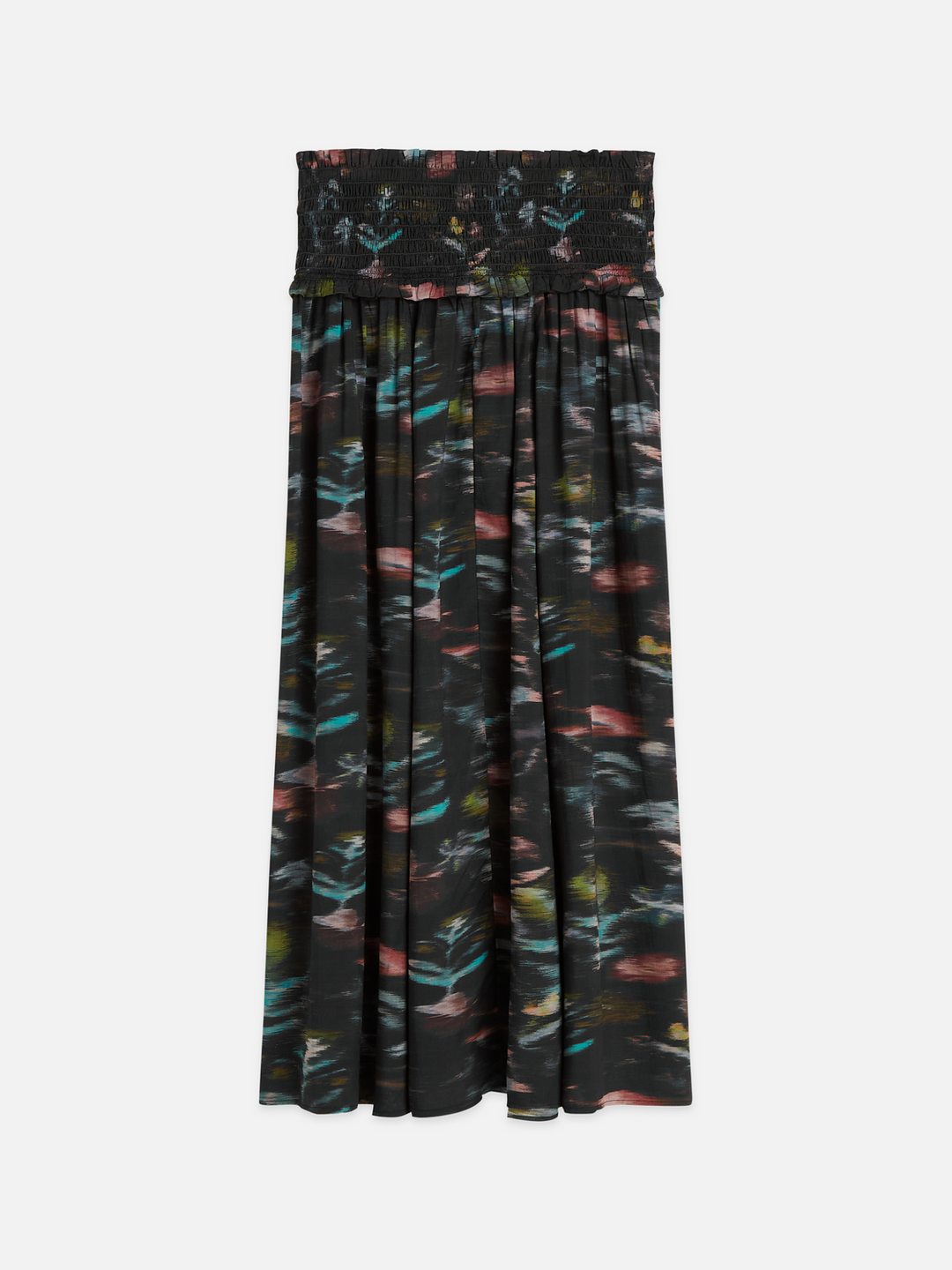 Printed smocked waist ankle length skirt