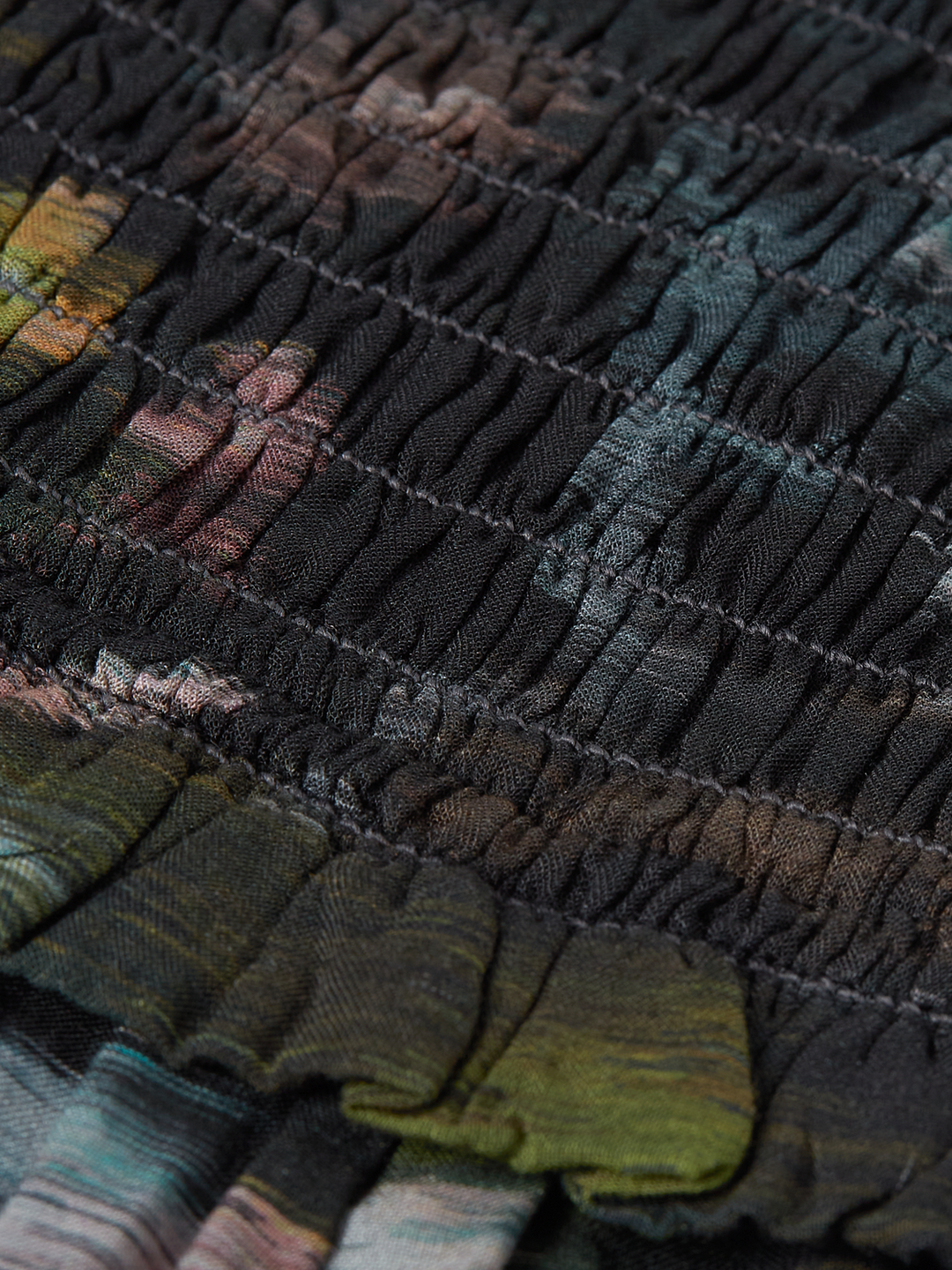 Printed smocked waist ankle length skirt