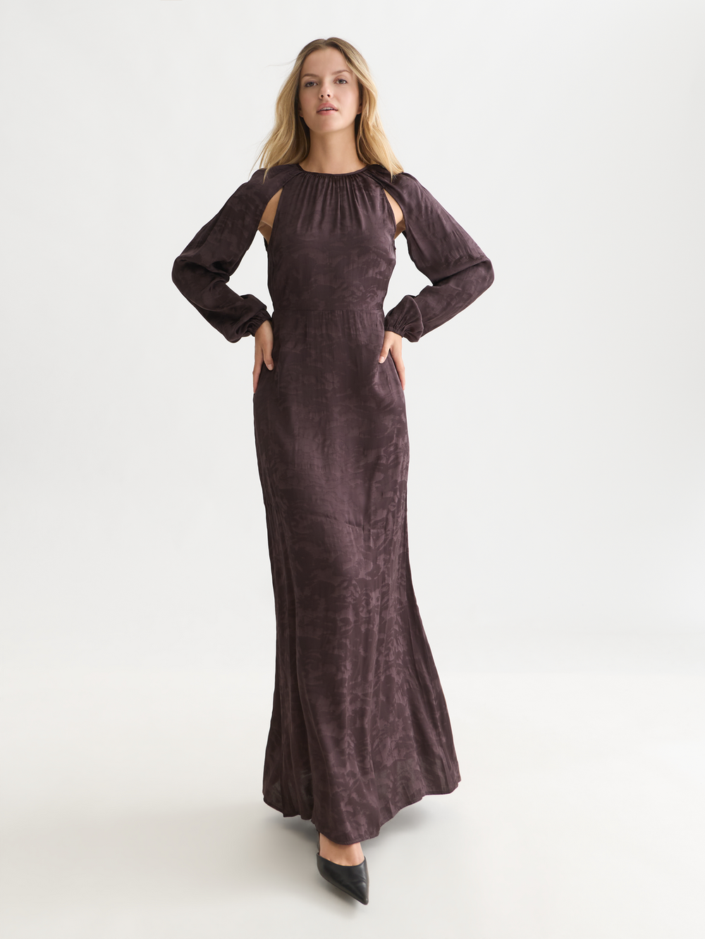 Jacquard open back maxi dress