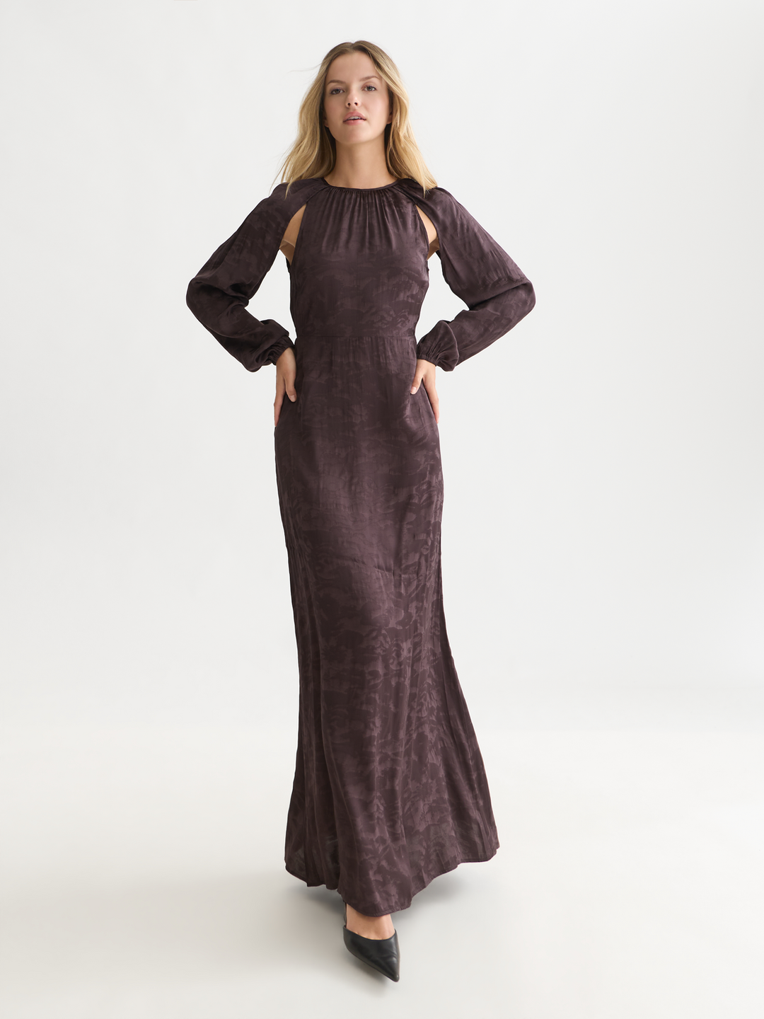Jacquard open back maxi dress