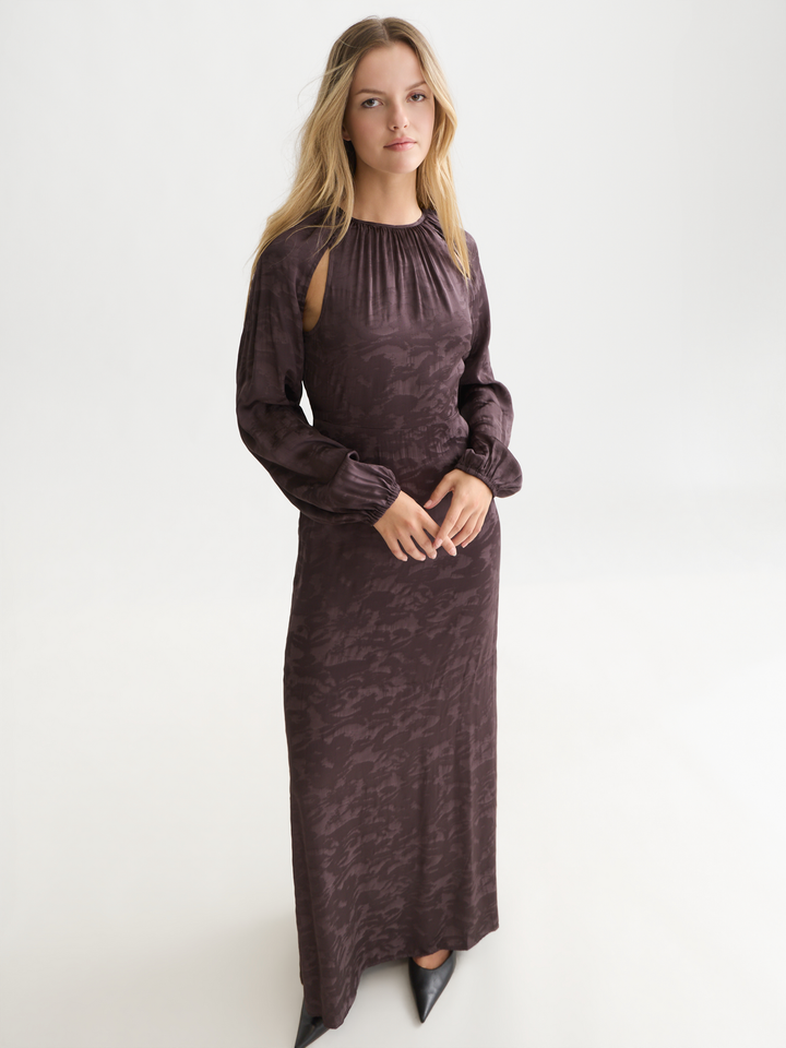 Jacquard open back maxi dress