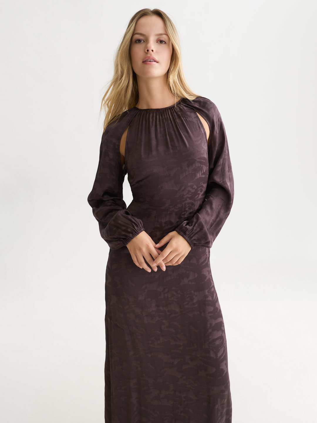 Jacquard open back maxi dress