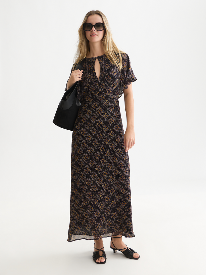 Printed chiffon ankle length dress