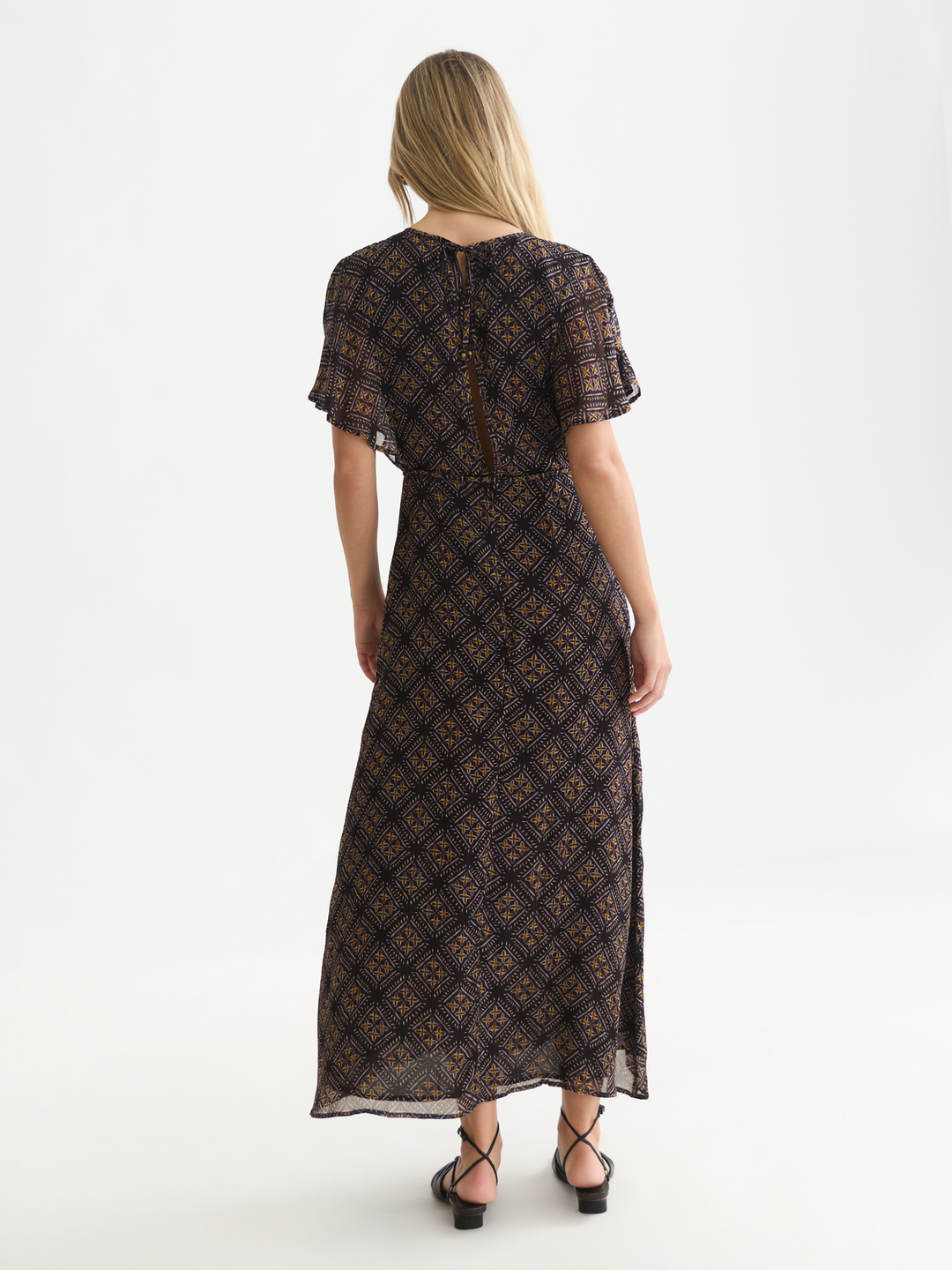 Printed chiffon ankle length dress