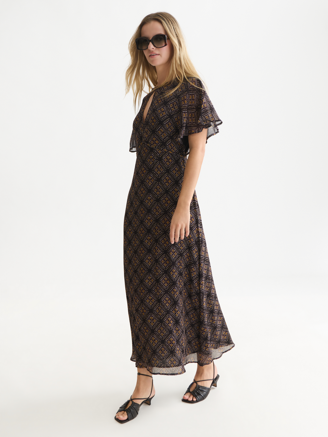 Printed chiffon ankle length dress