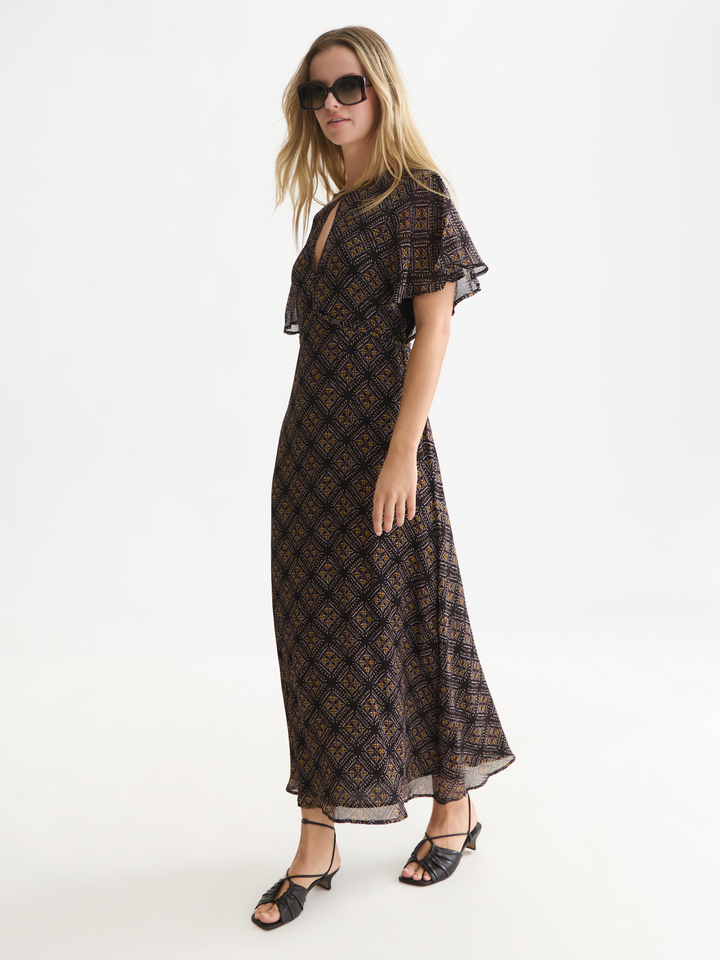 Printed chiffon ankle length dress