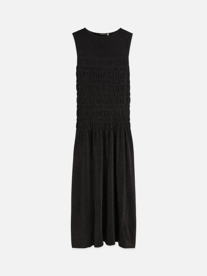 Smock stitch metallic knitted dress