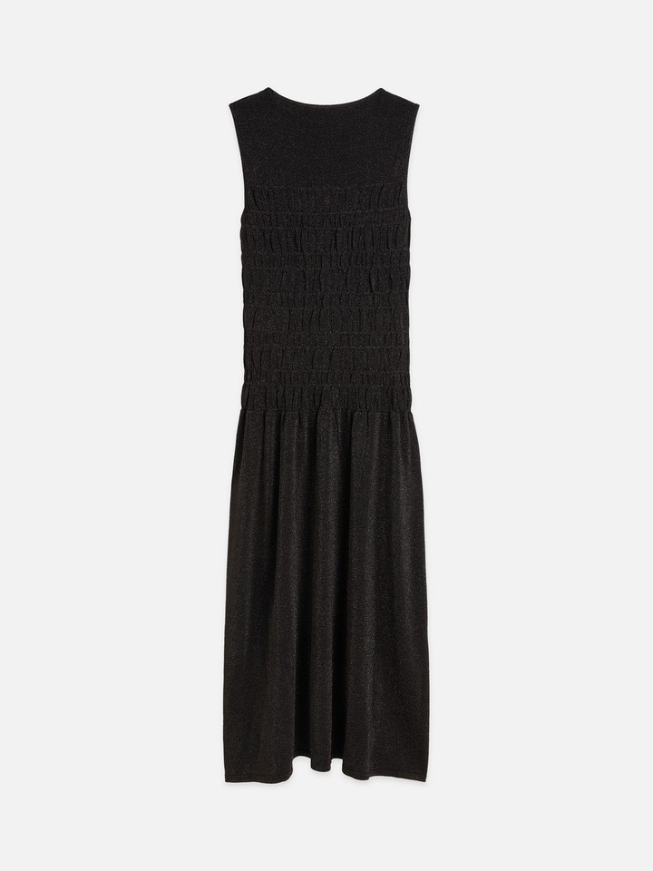 Smock stitch metallic knitted dress