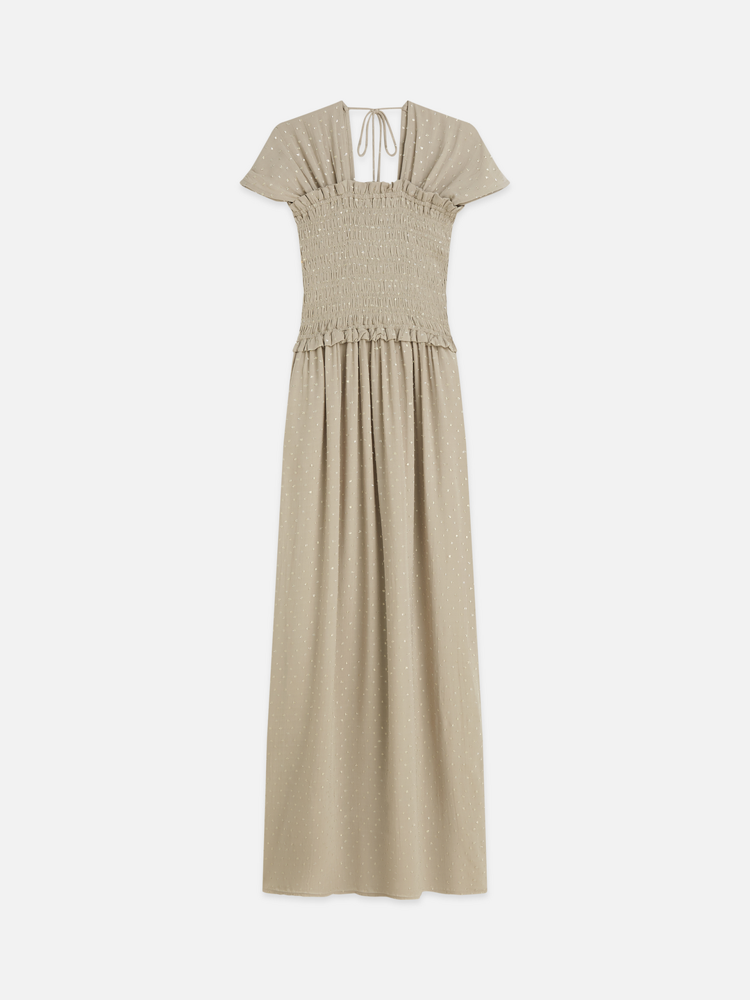 Fil coupe smocked ankle length dress