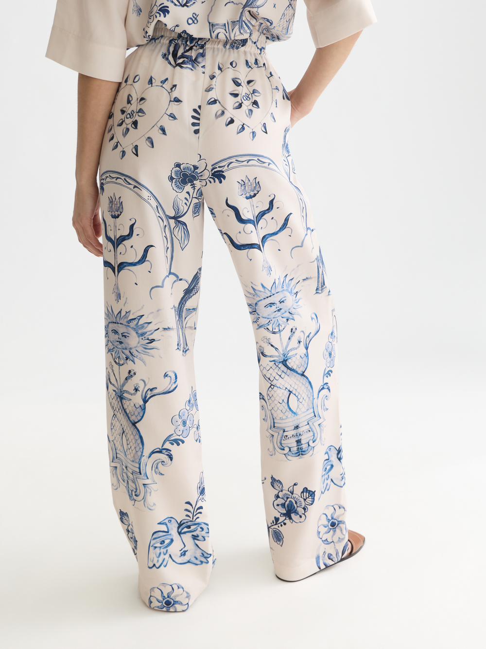 Gia - mid-rise wide-leg printed pull-on pants