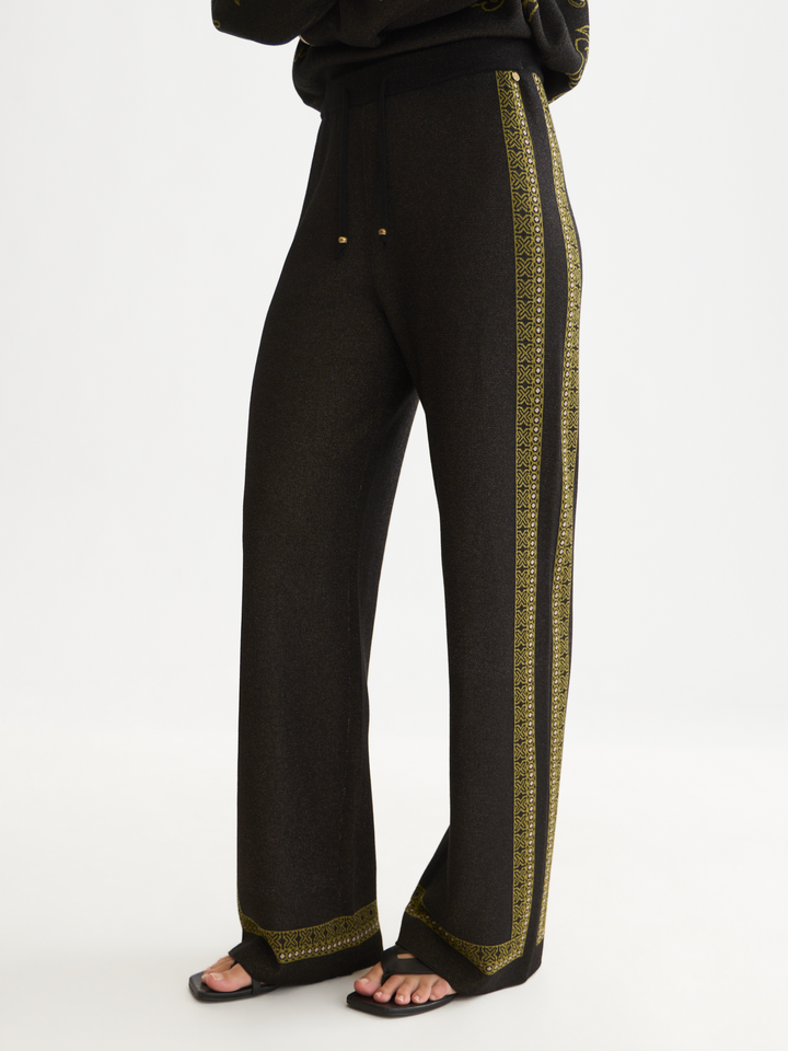 Jacquard knitted relaxed-fit trousers