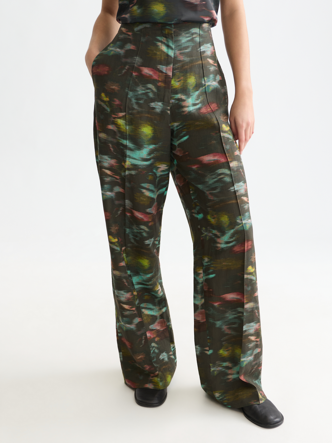 Lou - high-rise wide-leg printed pants