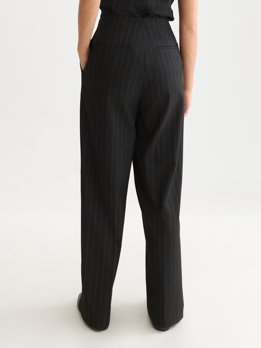 Lou - high-rise wide-leg lurex pinstripe pants