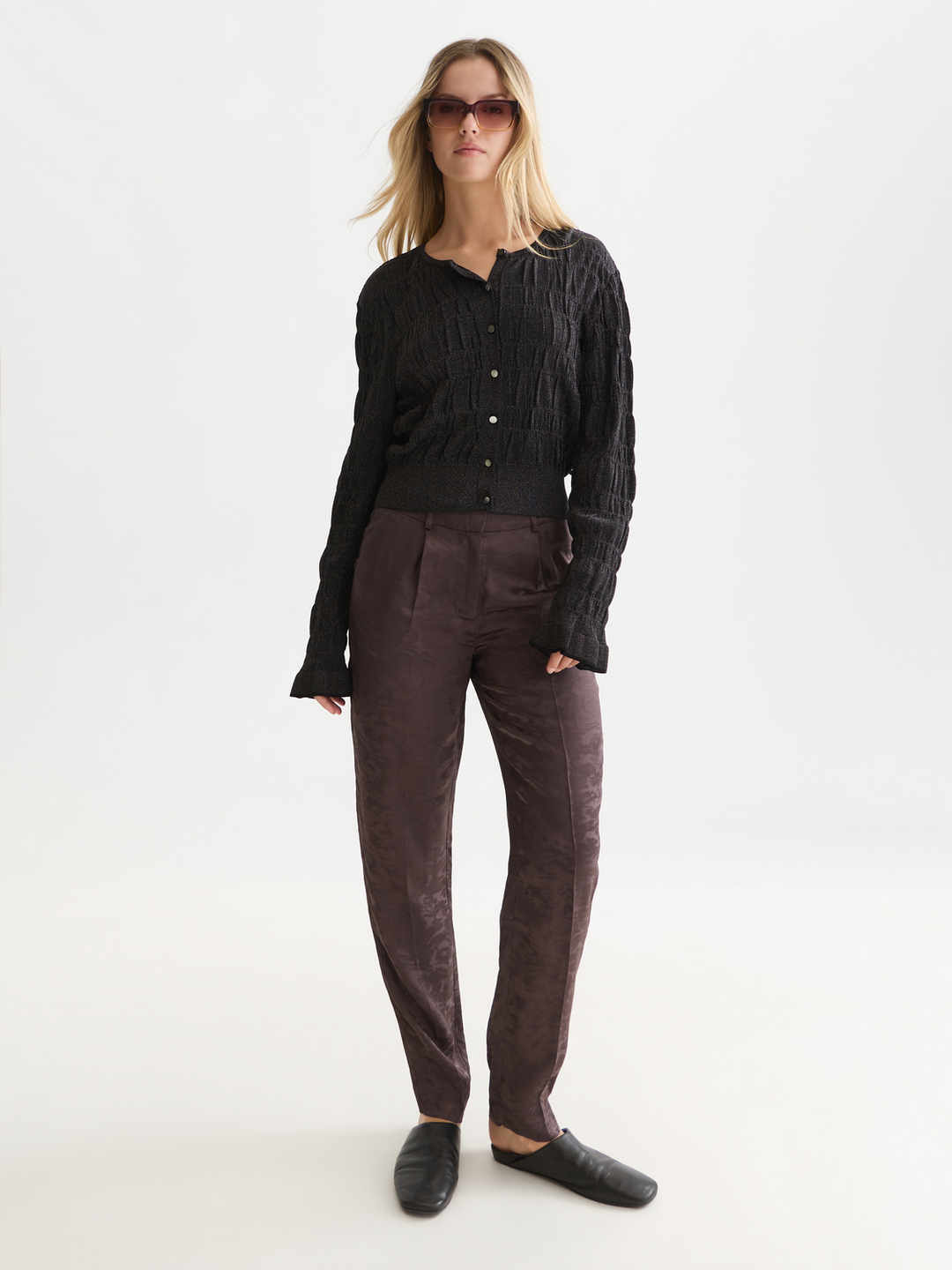 Isa - high-rise slim-leg jacquard pants