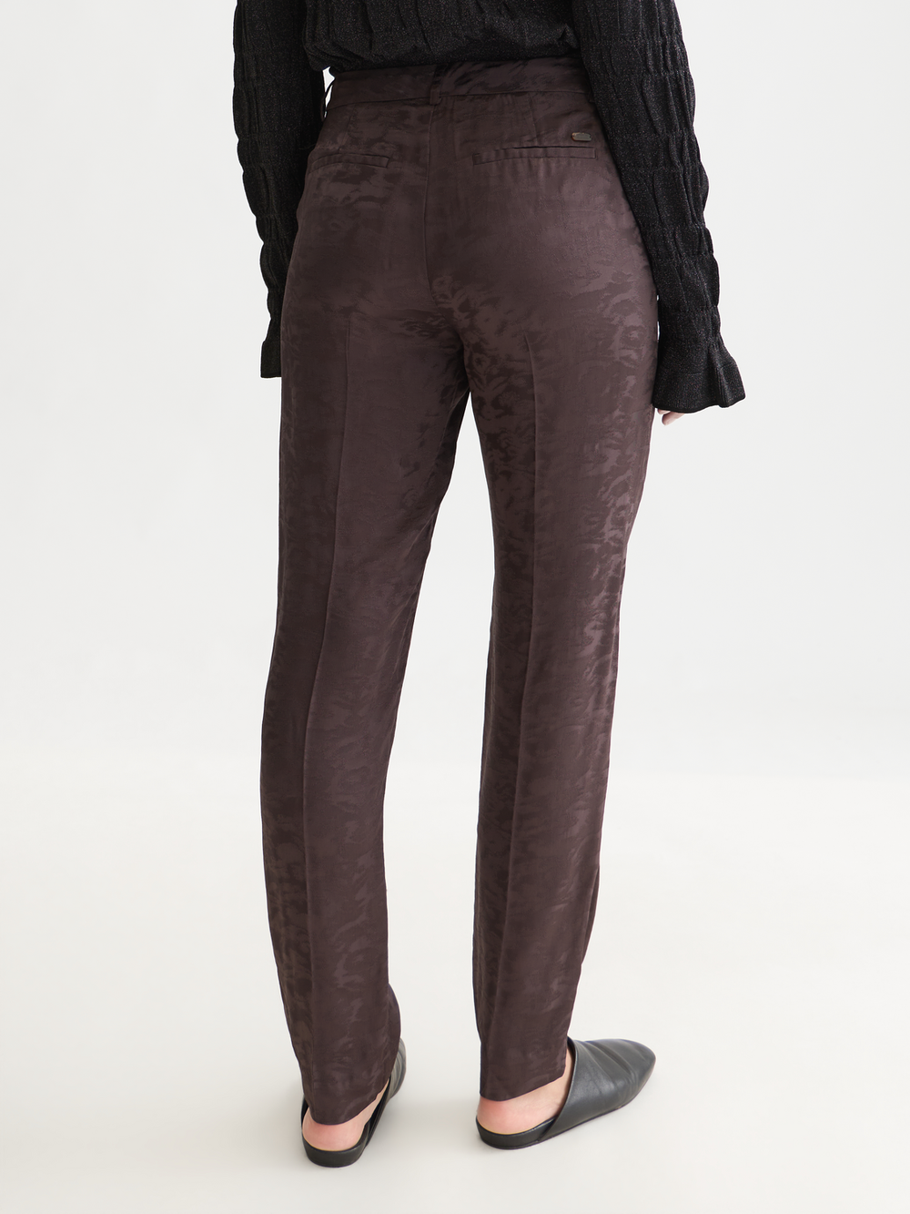 Isa - high-rise slim-leg jacquard pants