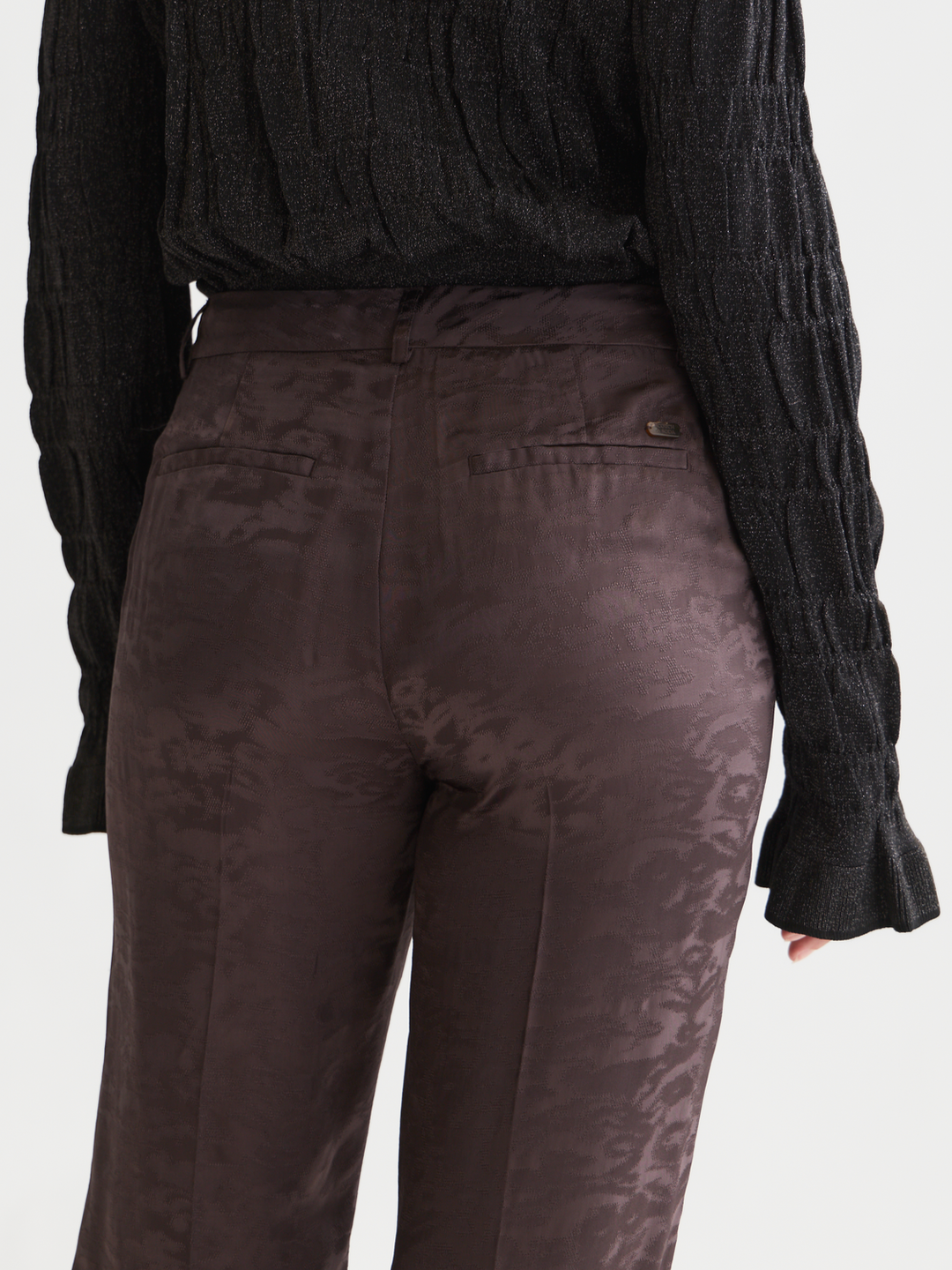 Isa - high-rise slim-leg jacquard pants