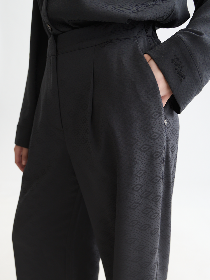 Eleni - high-rise wide-leg jacquard pants