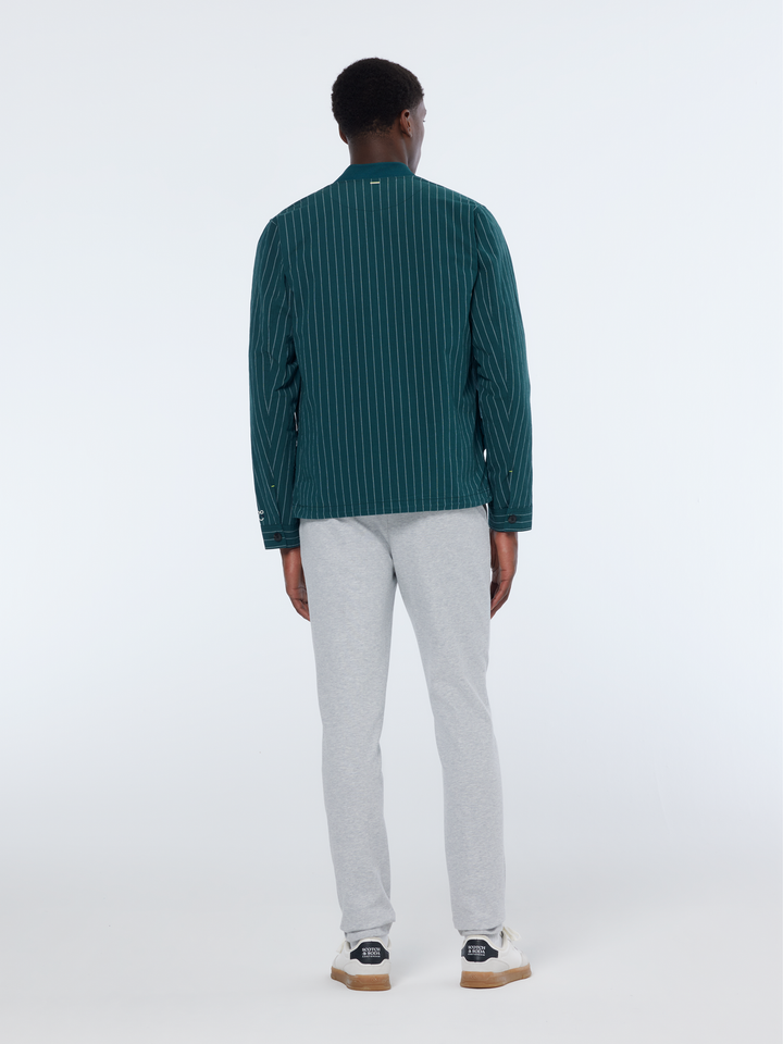 Pinstriped cotton-blend bomber jacket