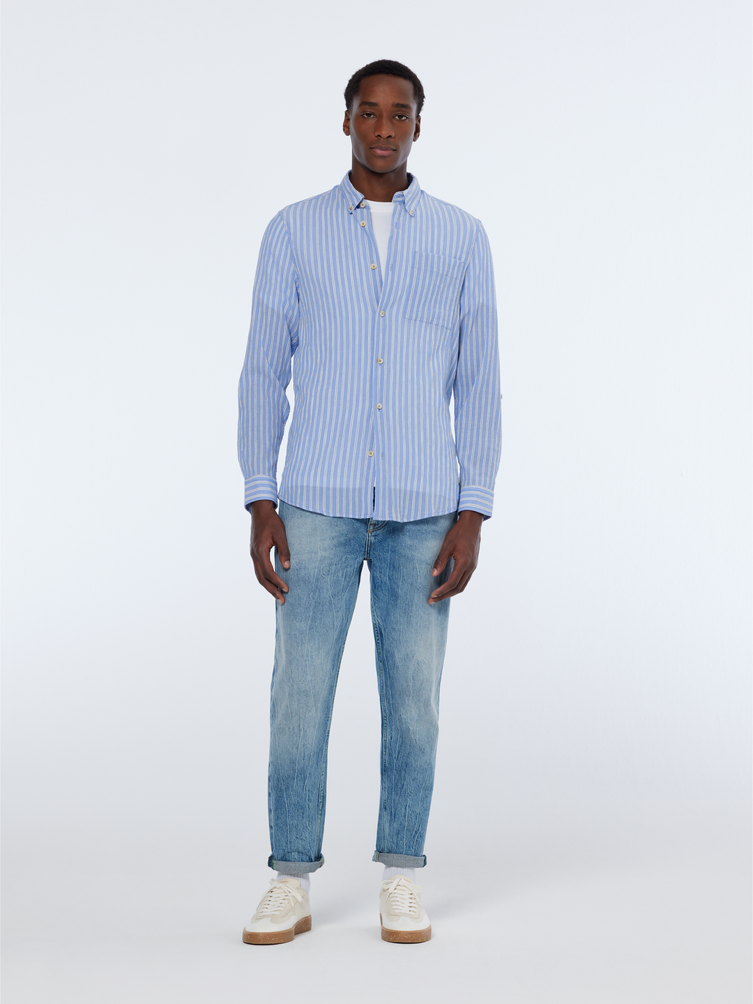 Regular-Fit Crinkle Striped Shirt