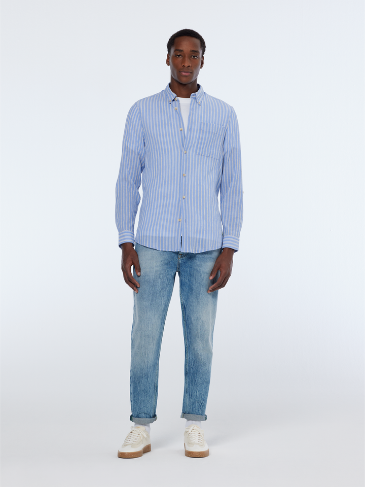 Regular-Fit Crinkle Striped Shirt