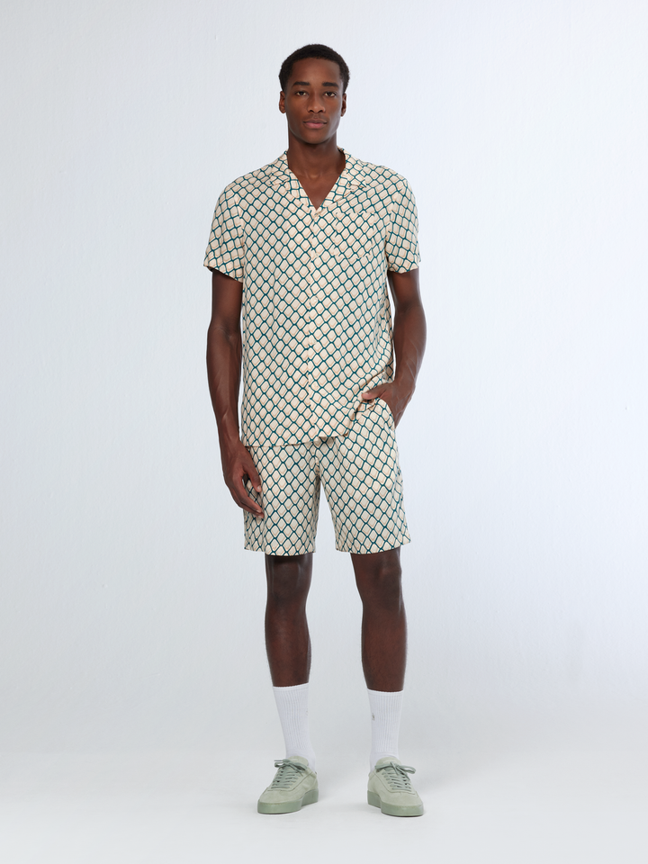 Regular-Fit SS AOP Viscose Shirt