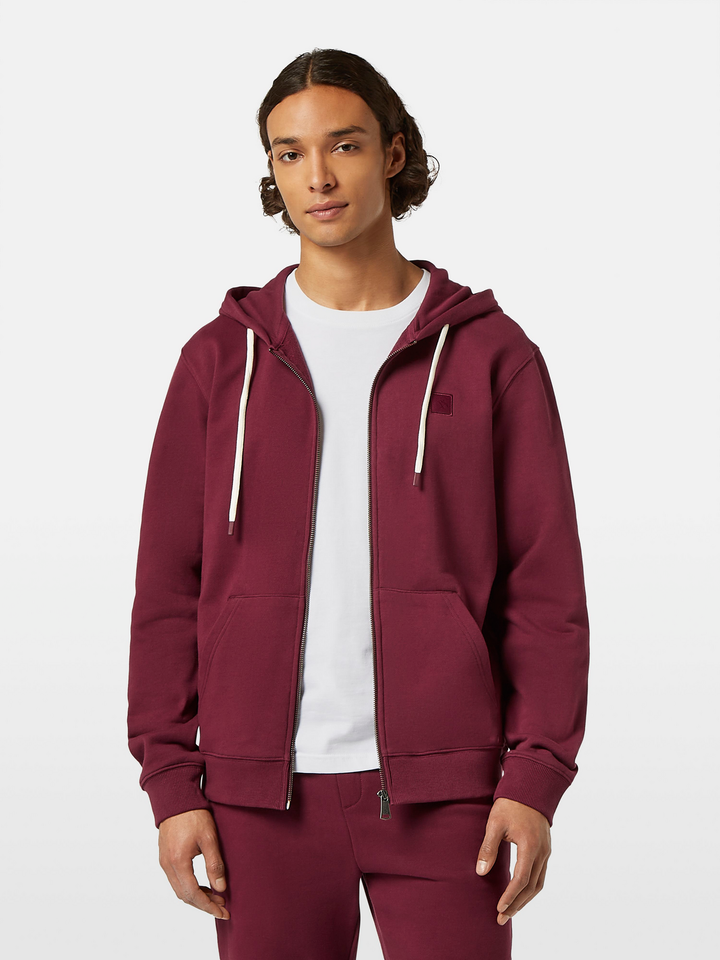 Logo badge full zip through hoodie