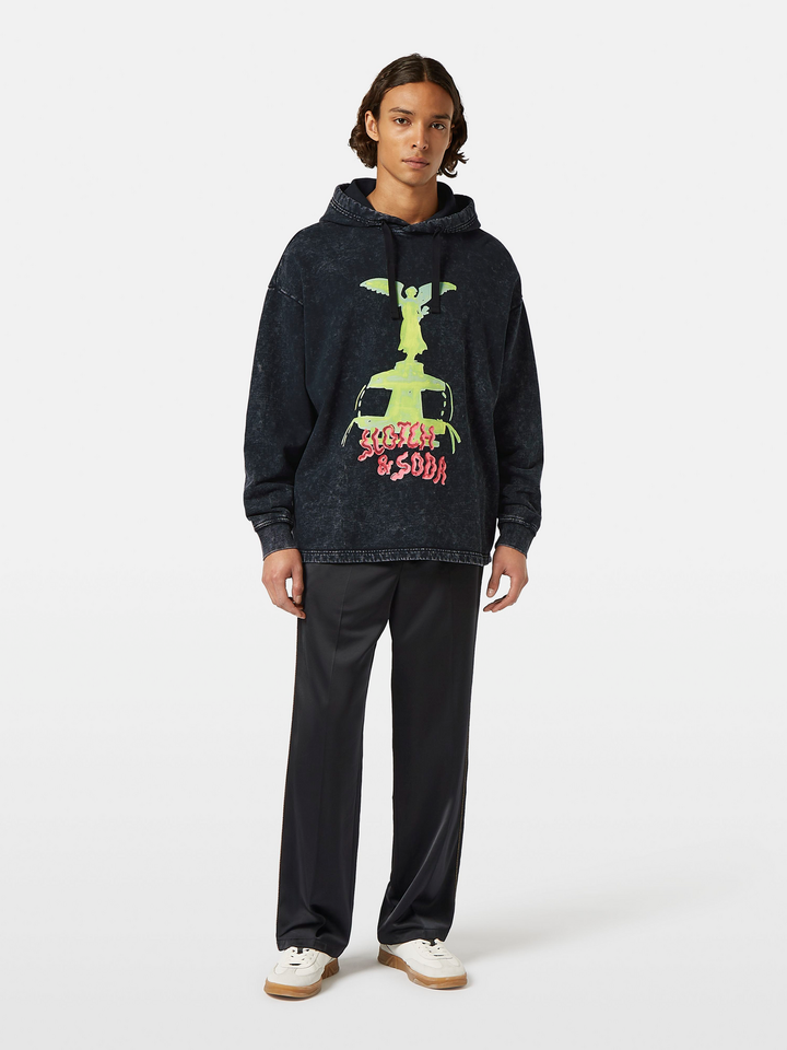 Washed artwork loose fit hoodie