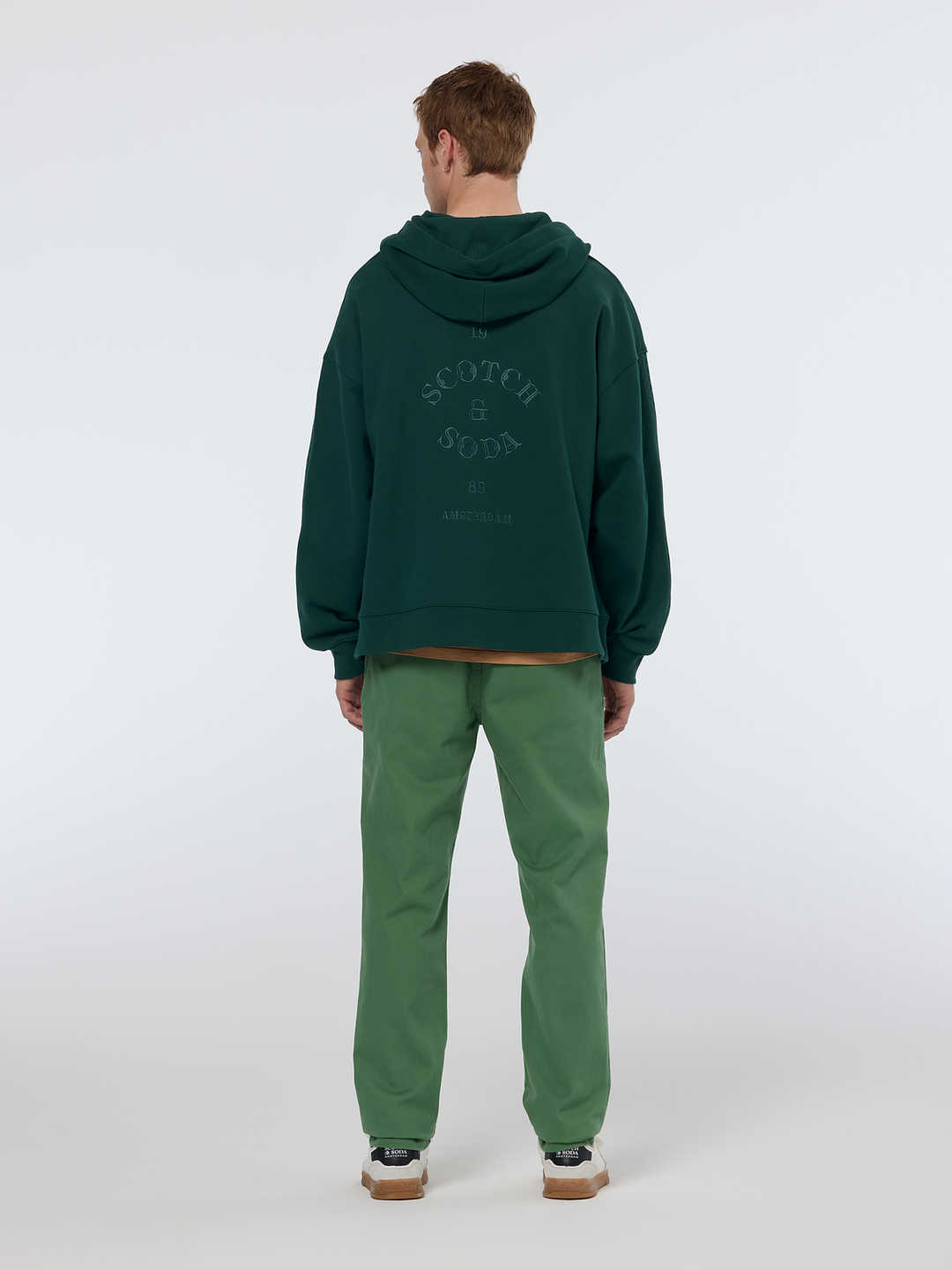 Rib insert zipped loose fit hoodie