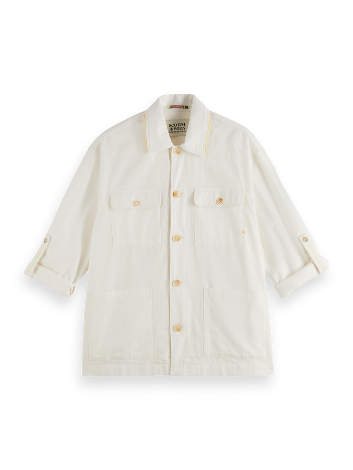 Relaxed cotton-linen shirt jacket
