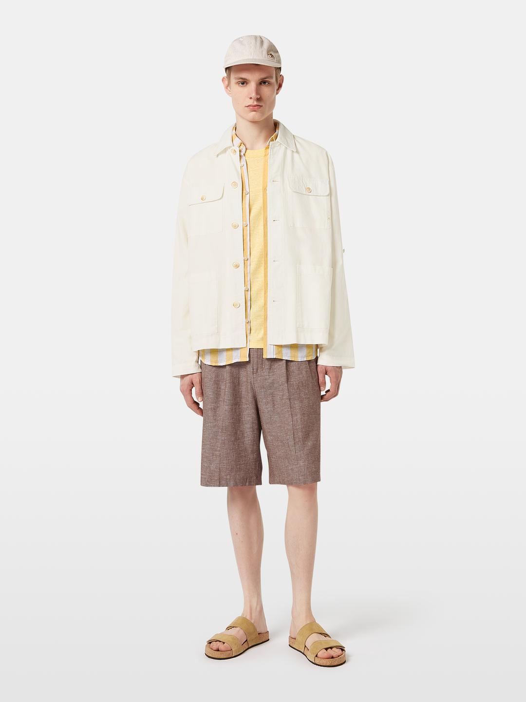 Relaxed cotton-linen shirt jacket