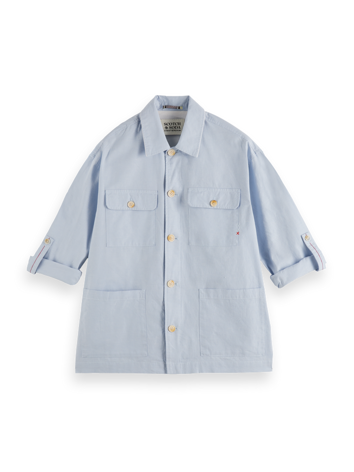 Relaxed cotton-linen shirt jacket