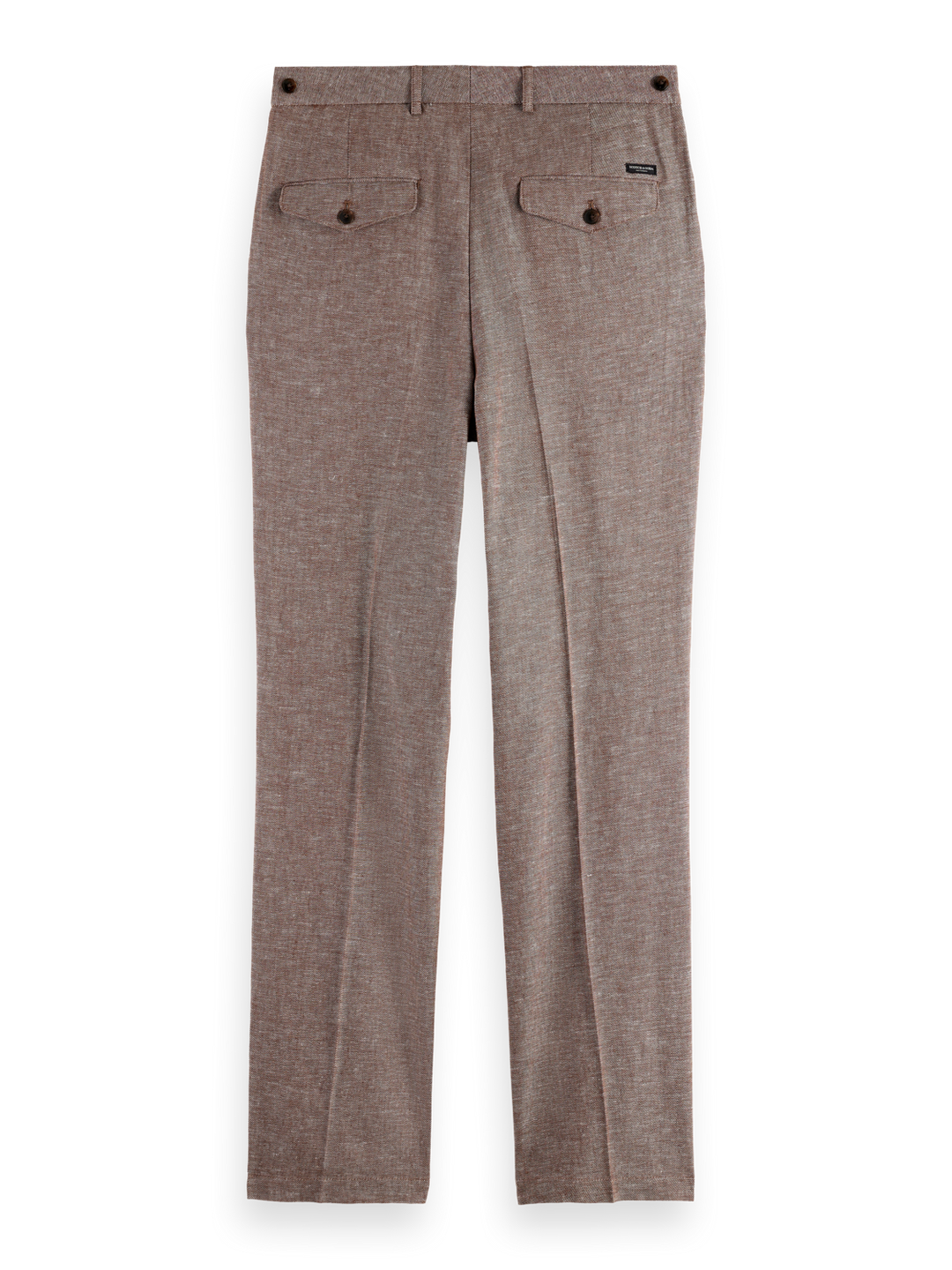 Pleated relaxed straight cotton-linen twill chino