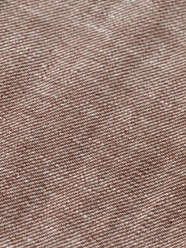 Pleated relaxed straight cotton-linen twill chino