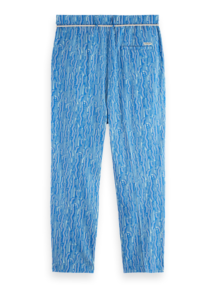 Printed wide fit linen-blend jogger