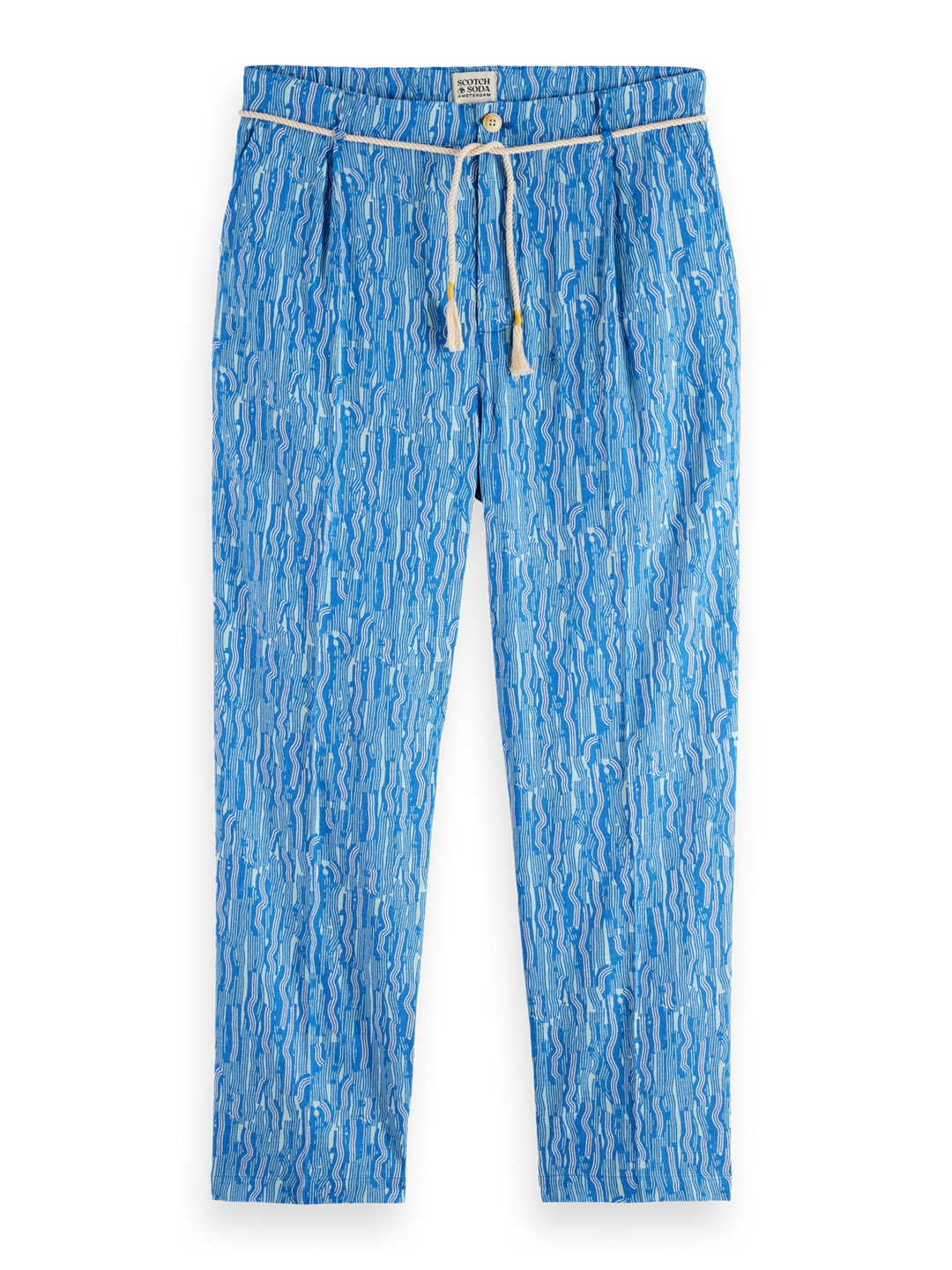Printed wide fit linen-blend jogger