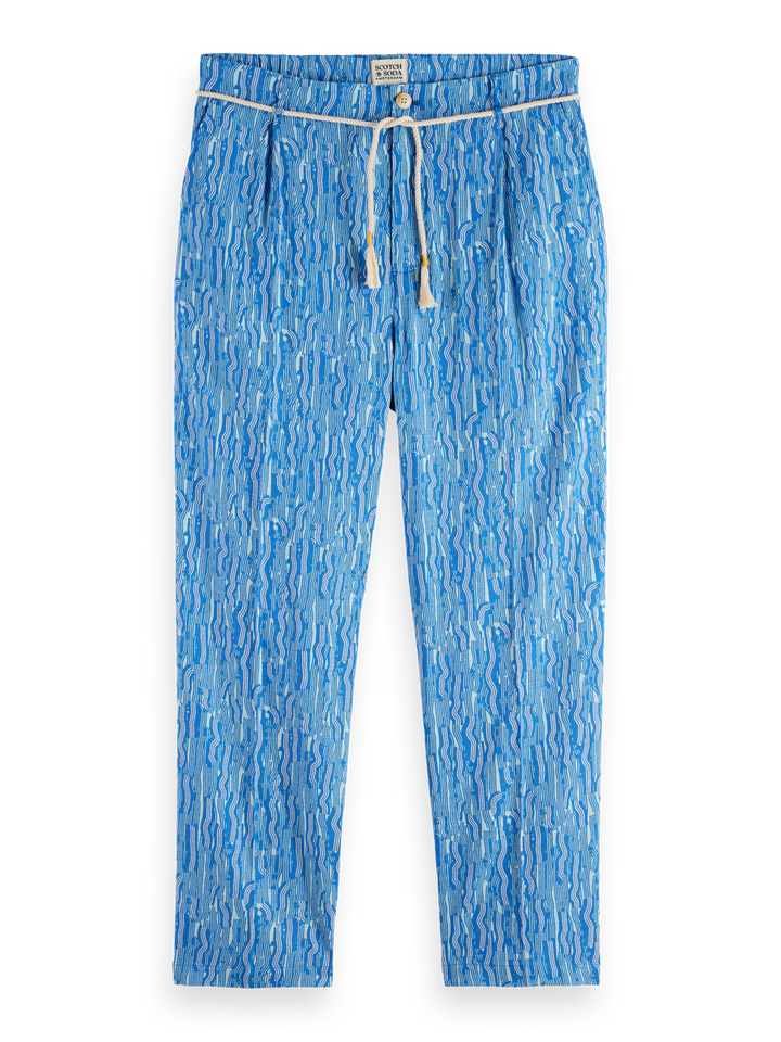Printed wide fit linen-blend jogger