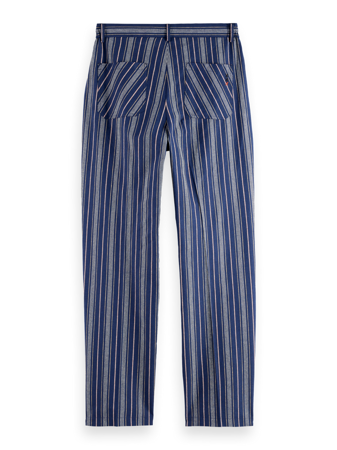 Pleated relaxed straight striped linen-blend jogger