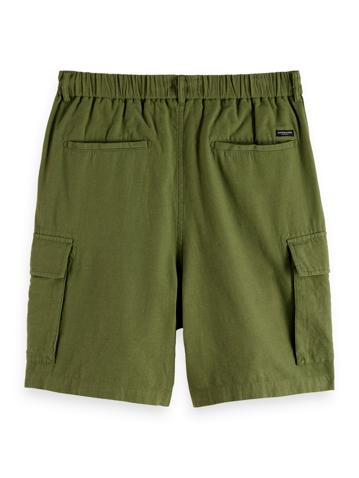 Cotton-linen relaxed fit cargo short