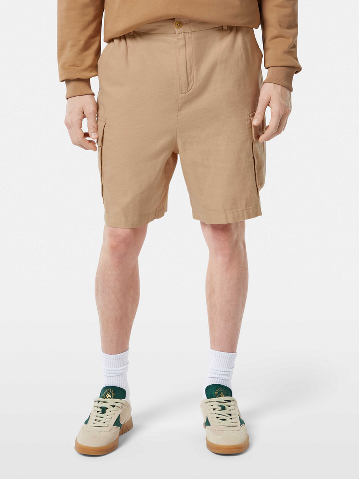 Cotton-linen relaxed fit cargo short